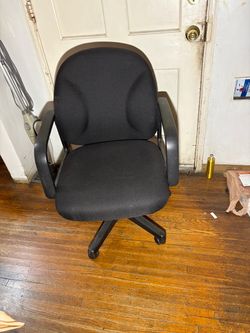 Black Fabric Office Chair with Armrests