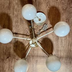Vintage MCM Globe Pendant Light Mid Century Modern White Underwriters Laboratories Inc