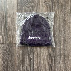 Supreme Box Logo New Era Beanie Dark Purple 