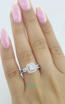 Size 8 Vera Wang Love Diamond Halo Engagement Ring 0.78 ct 14K W Gold Retail