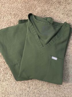 Olive green color figs scrubs set