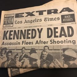Original LA Times 1963 KENNEDY DEAD Headline Newspaper