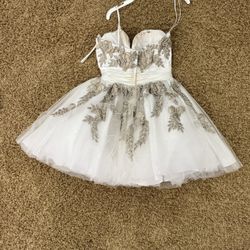 White and Gold Prom Dress 