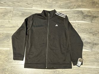 NWT Adidas Mens 3 Stripes Fleece Track Jacket Black ADVR0299 Size XL