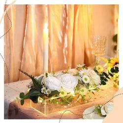 Roowest 8-Piece Rectangular Floral Centerpiece 12” Clear Acrylic Vase Flower Holder for Wedding  $3