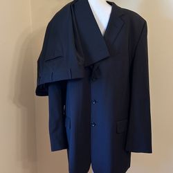Emmanuel Ungaro Men’s Suit 46Lx40W; Black Pinstripe 100% Wool