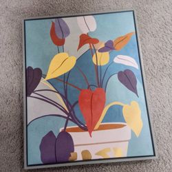 Wynwood Studio Floral and Botanical Modern Wrapped Canvas Art - Colorful Potted Plant II, Wall Art for Living Room, Bedroom, and Bathroom, 16" x 24", 