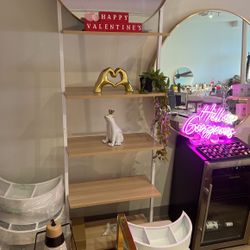 Wooden White Ladder Shelving Unit 5-tier Bookshelf 