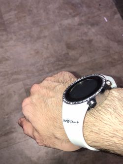 Mens Digital Real Diamond Bezel Watch White Strap Stainless Steel Case