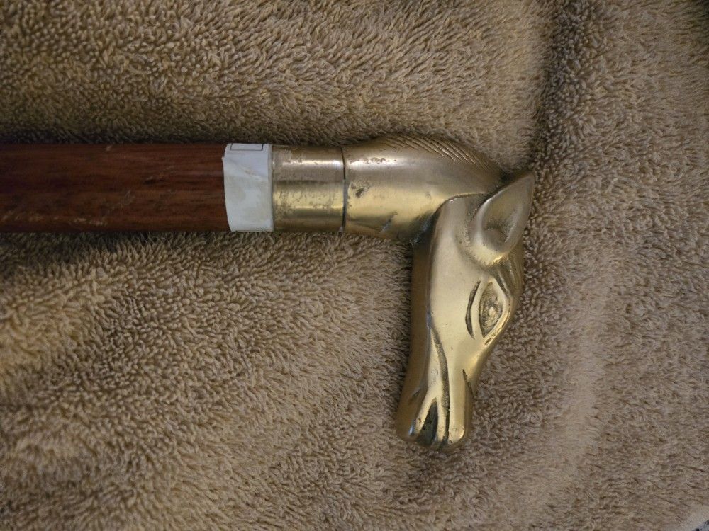 Cane Brass Horse Head