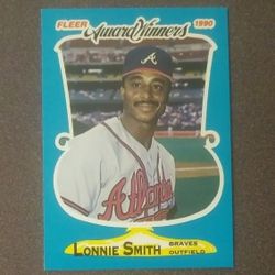 Fleer 1990 Lonnie Smith Atlanta Braves #35 Award Winners Outfield Baseball Card Vintage Collectible Trading Sports MLB Major League