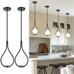 AUTELO 2 Pack Black Glass Pendant Lights G9