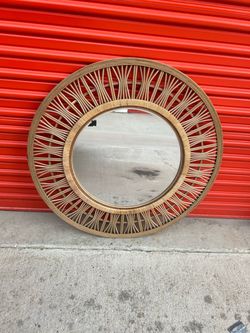 Round Rattan Wall Mirror