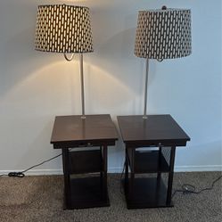 Set Of Two  Bedroom Nightstands With Charging Stations
