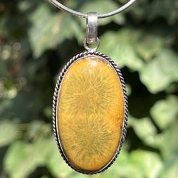 925 Silver Overlay Fossil Pendant