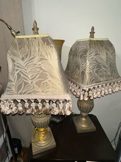 Gold Table Lamps with Tassel Shades