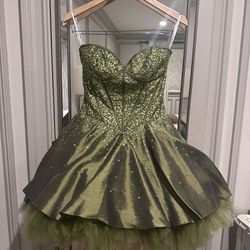 Green Jovani Embellished Corset Dress 