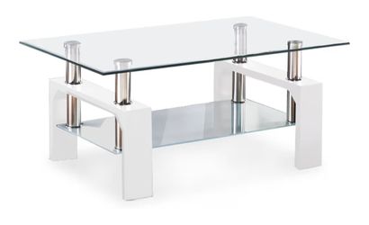 Glass Top Coffee Table W/ White Legs, Pickup In Pennington/Titusville NJ