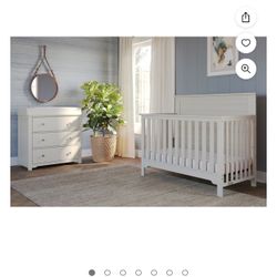 Beautiful White Child Craft Farmhouse Crib And Matching Dresser