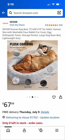 Human dog bed , new, grey