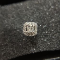 SINGLE AJ 10K White Gold Post Earring  