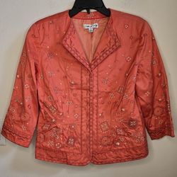 Coldwater Creek Women's Orange Embroidery Jacket 