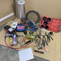 $50 - Tools GRAB BAG #5  : Battery tester, battery charger, powered-jack, chain wrench, fix-a-flat,  & More