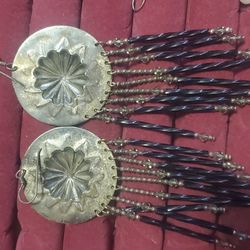 Vintage Sterling Silver Beaded Earrings Large.