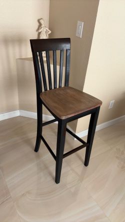 Wooden high chair real wood  dark brown