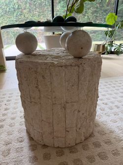 1980s Natural Mactan Stone End Table
