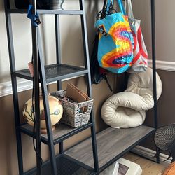 Coat Rack With Shelves And Shoe Bench 