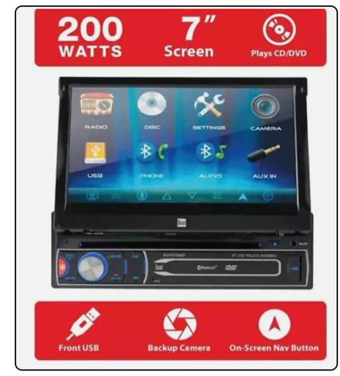 Dual 7" Touchscreen Car Stereo Reveiver W/backup Camera