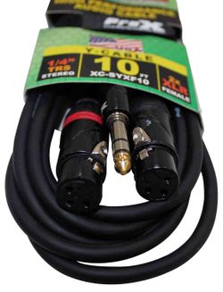 Prox XC-SYXF10 High Performance Y Cable 1/4" TRS-M Stereo to Dual XLR-F - 10 Feet