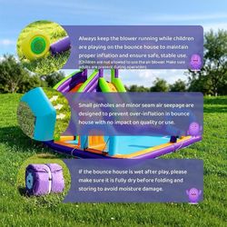 C97 $210  7 in 1 Inflatable Water Slides with 450W Blower for Kids (Deep Blue) Inflatable Water Park Bounce House with 840D&420D Oxford Fabric for Ind