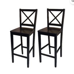 Virginia Cross back 30-inch Bar Stool (Set of 2)- Black