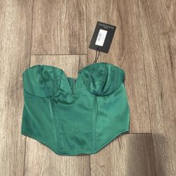 NWT Pretty Little Thing Green Bandeau Corset Size 4