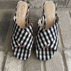 Jessica Simpson Black/White Picnic Gingham Platform Shoes