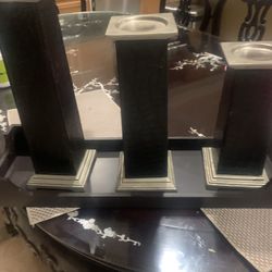 3 Black Leather Candle Holder From Pier One