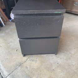Nice 1 Black  Night Stand With 2 Drawers 