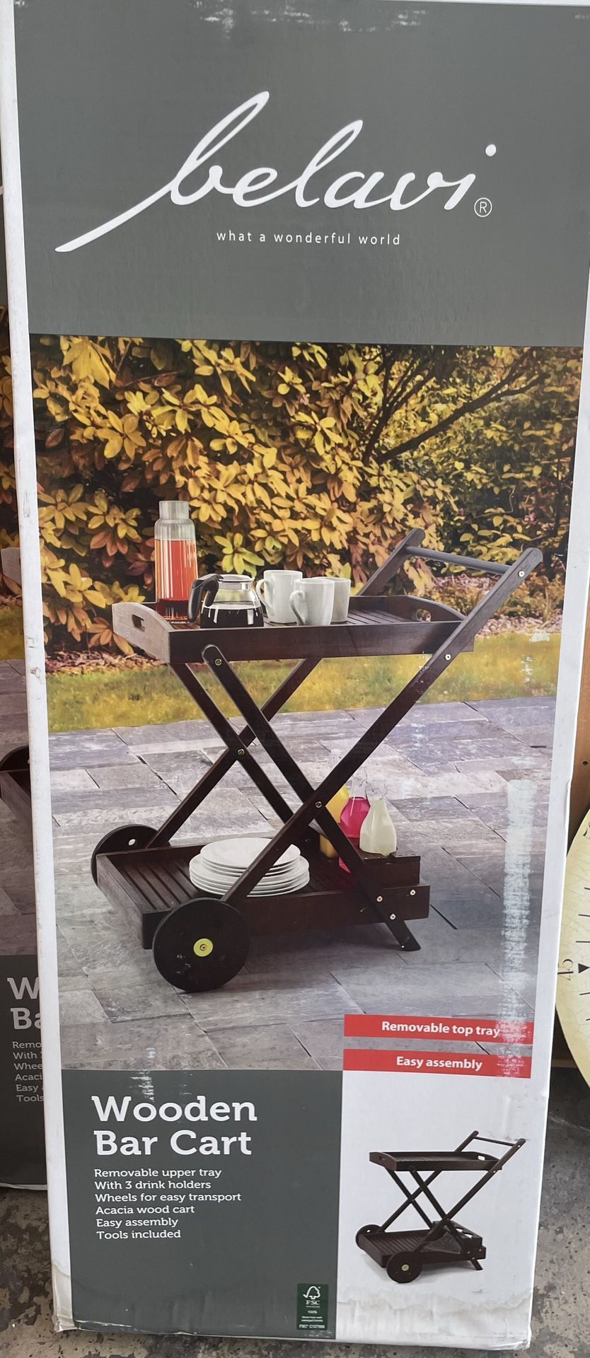 Belavi Wooden Bar Cart