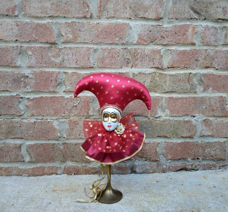 Vintage Carnival Mask Head/Brass Stand