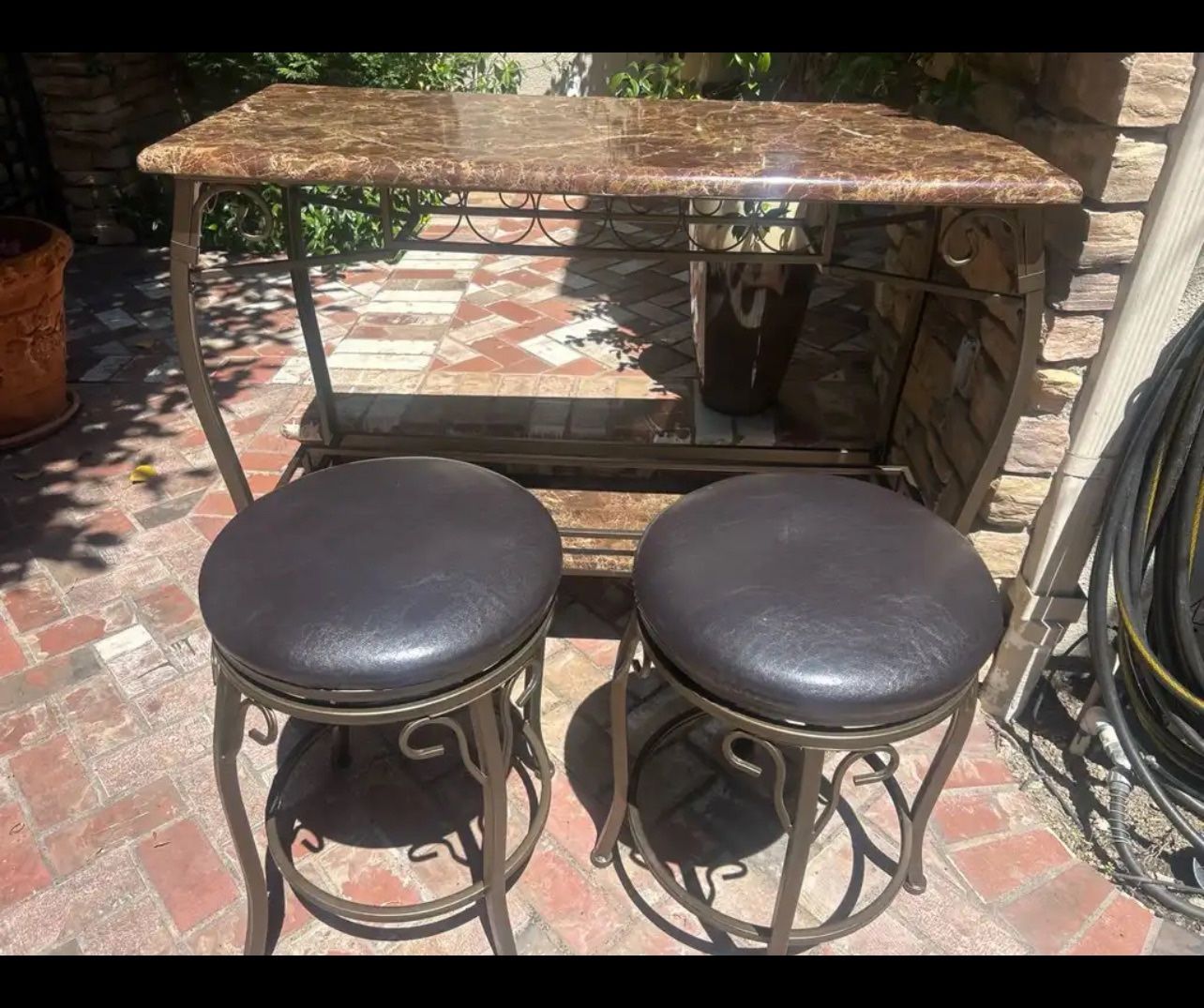 Bar Table With Two Matching Stools