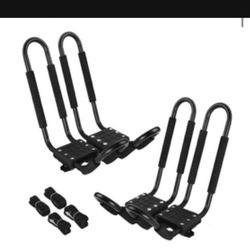 Kayak Roof Rack 2 Pairs J-Bar Carrier Holder for Canoe, SUV, Cars, Truck, Surf Ski, Car Top Mount Racks for Trip, Set of 4