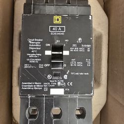 Square D EDB34040 3-Pole Circuit Breaker. 
Amperage: 40 A