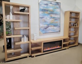 Proudly Made In USA 82" TV Stand Fireplace! 3 Finishes Available! 