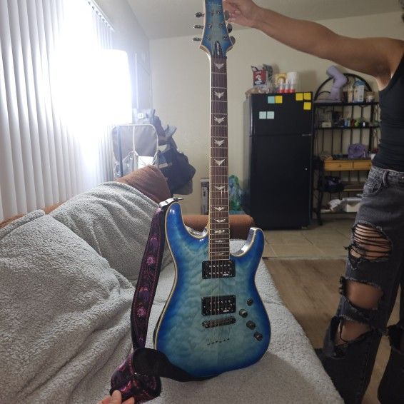 Schecter Guitar Research Omen Extreme-6 Electric Guitar Ocean Blue Burst