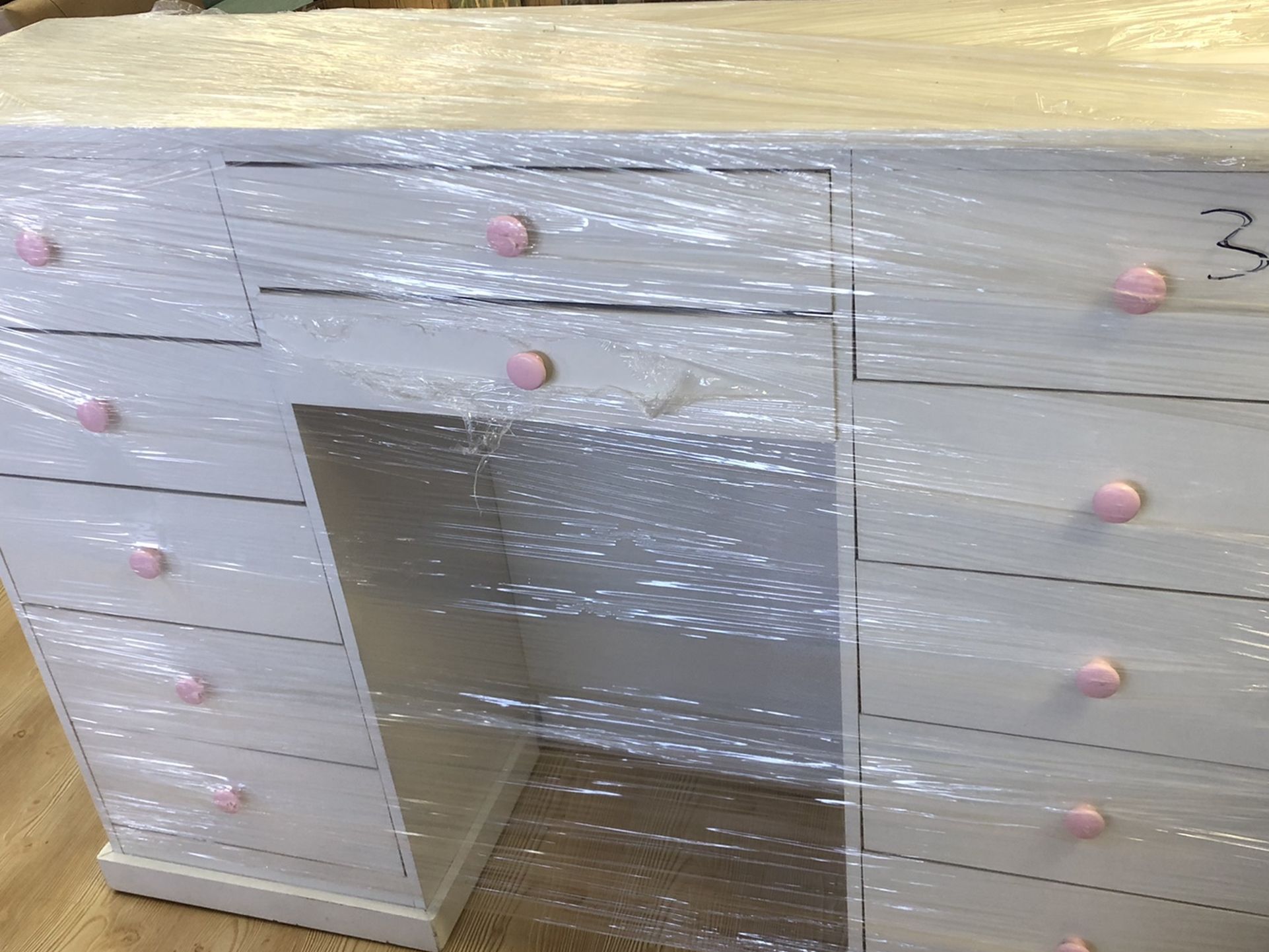 White & Pink Chest/Desk