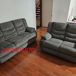 No Credit Needed Delivery Setup Service Available Tulen Ashley Furniture Gray Color Recliner Sofa Loveseat Special