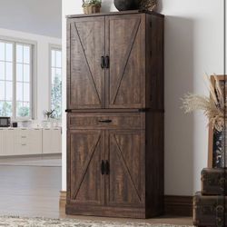 kitchen pantry cabinet with 3 drawers brown  