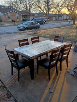 7 -.Piece Dark Wood Dining Set